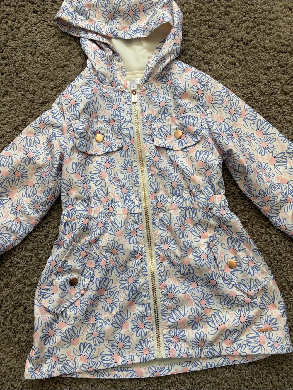 Tahari Pink & Blue Floral Hooded Windbreaker - Picture 3 of 4